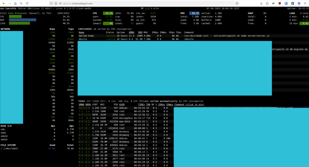 glances web GUI