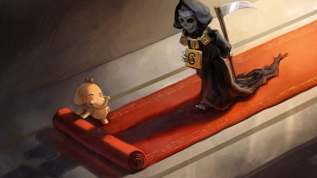 "Don t roll out the red carpet for them" by David Revoy, with mascots of Mastodon and with fair-use of Meta's logos. − CC-BY 4.0
